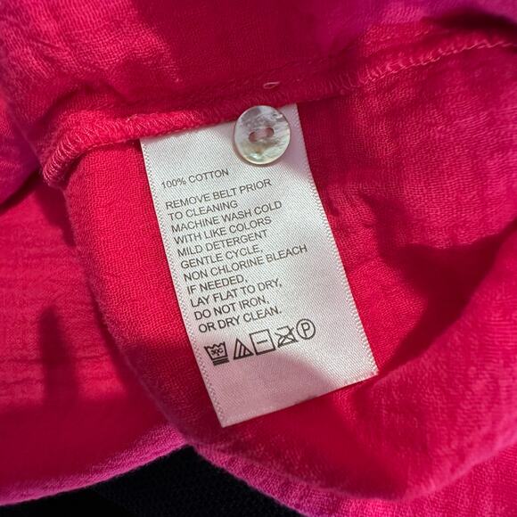 Tommy Bahama Coral Isle Belted Cotton Jumpsuit Crop Wide Leg Size Large - Picture 8 of 13